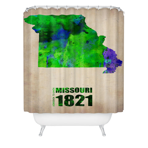 Naxart Missouri Watercolor Map Shower Curtain