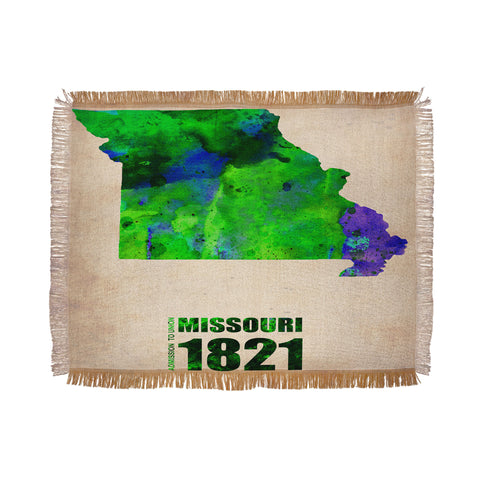 Naxart Missouri Watercolor Map Throw Blanket