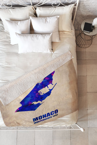 Naxart Monaco Watercolor Poster Fleece Throw Blanket