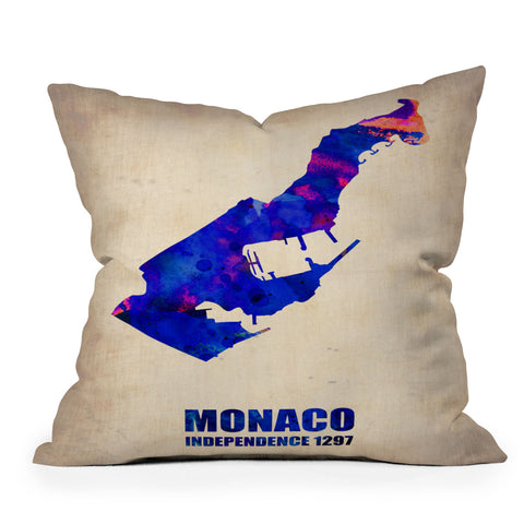 Naxart Monaco Watercolor Poster Throw Pillow