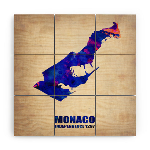Naxart Monaco Watercolor Poster Wood Wall Mural