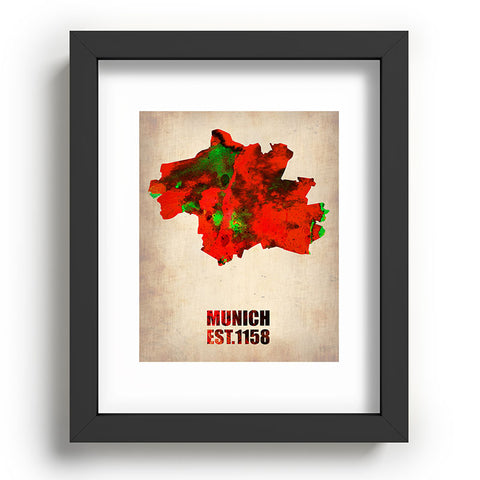 Naxart Munich Watercolor Map Recessed Framing Rectangle