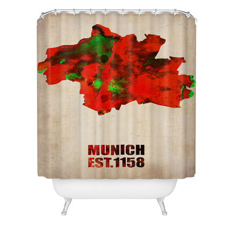 Naxart Munich Watercolor Map Shower Curtain