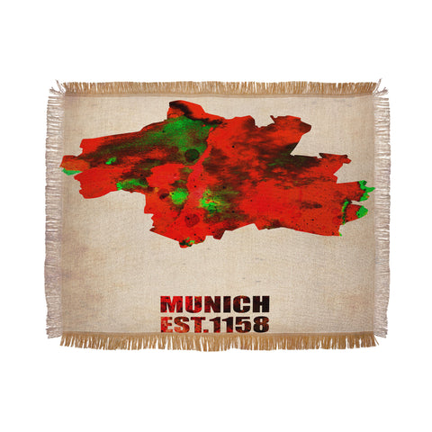 Naxart Munich Watercolor Map Throw Blanket
