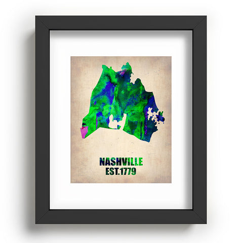 Naxart Nashville Watercolor Map Recessed Framing Rectangle