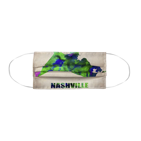 Naxart Nashville Watercolor Map Face Mask