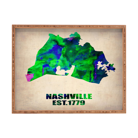 Naxart Nashville Watercolor Map Rectangular Tray