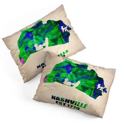 Naxart Nashville Watercolor Map Pillow Shams