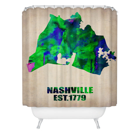 Naxart Nashville Watercolor Map Shower Curtain