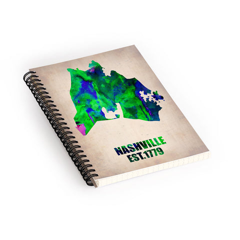 Naxart Nashville Watercolor Map Spiral Notebook
