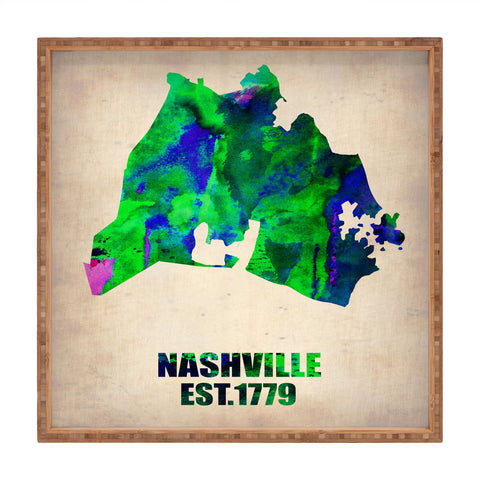 Naxart Nashville Watercolor Map Square Tray