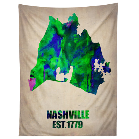 Naxart Nashville Watercolor Map Tapestry