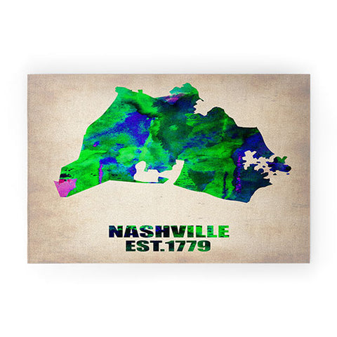 Naxart Nashville Watercolor Map Welcome Mat