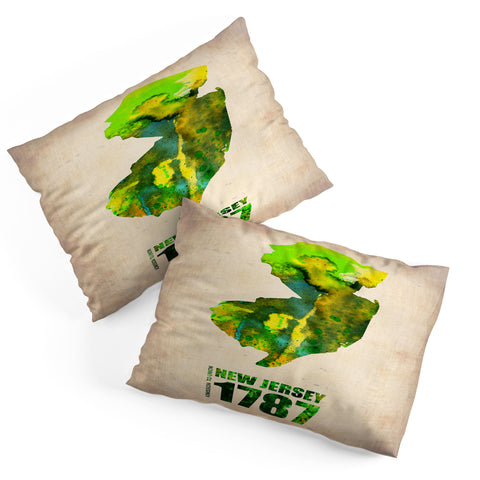 Naxart New Jersey Watercolor Map Pillow Shams