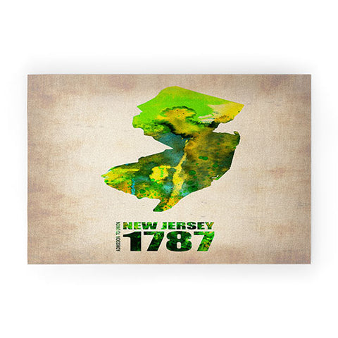 Naxart New Jersey Watercolor Map Welcome Mat