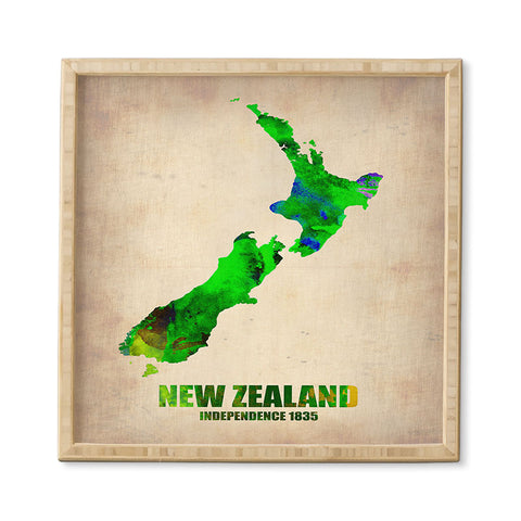 Naxart New Zealand Watercolor Map Framed Wall Art