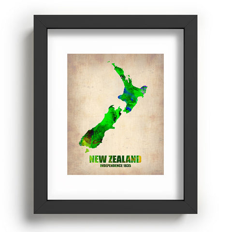 Naxart New Zealand Watercolor Map Recessed Framing Rectangle