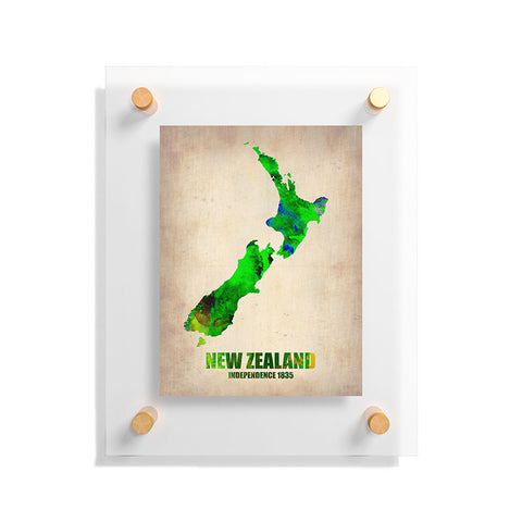 Naxart New Zealand Watercolor Map Floating Acrylic Print