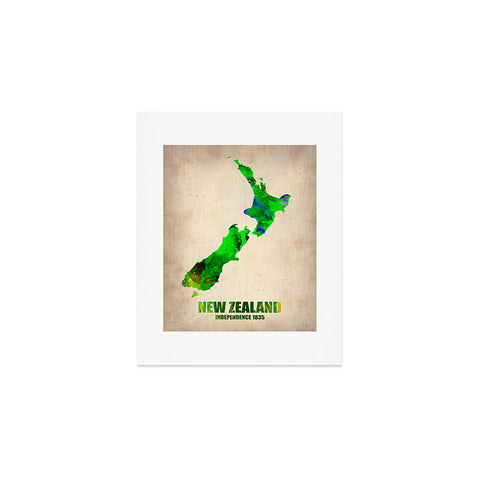Naxart New Zealand Watercolor Map Art Print