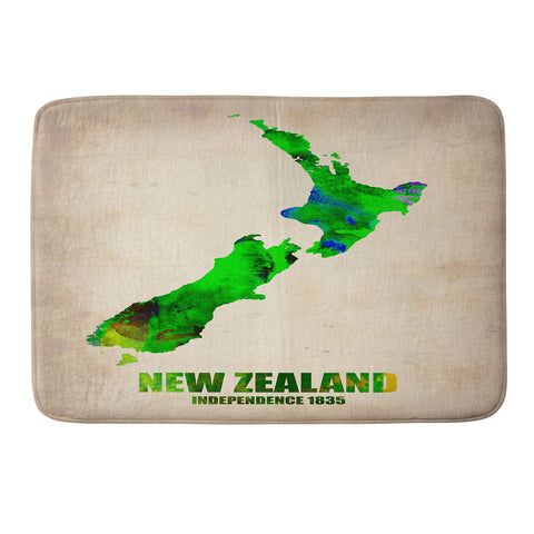 Naxart New Zealand Watercolor Map Memory Foam Bath Mat