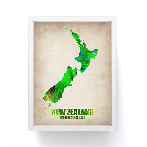 Naxart New Zealand Watercolor Map Framed Mini Art Print