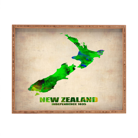 Naxart New Zealand Watercolor Map Rectangular Tray