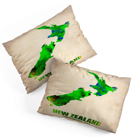 Naxart New Zealand Watercolor Map Pillow Shams