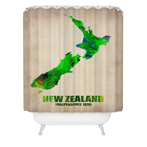 Naxart New Zealand Watercolor Map Shower Curtain