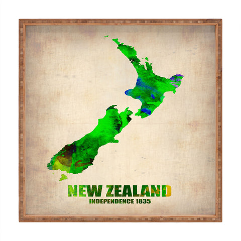 Naxart New Zealand Watercolor Map Square Tray