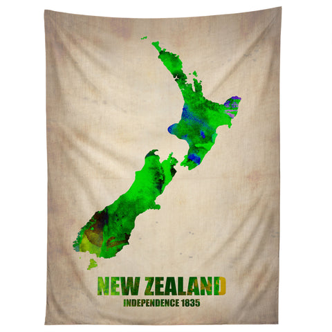 Naxart New Zealand Watercolor Map Tapestry