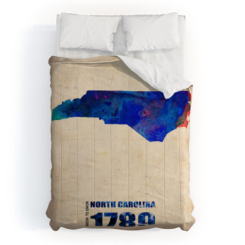 Naxart North Carolina Watercolor Map Comforter