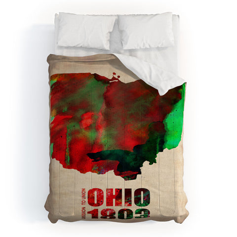Naxart Ohio Watercolor Map Comforter