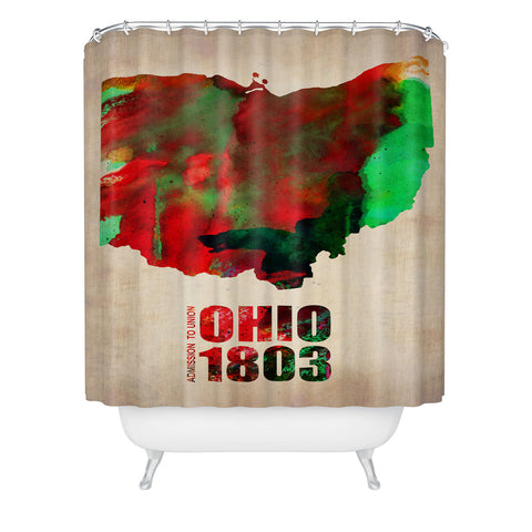 Naxart Ohio Watercolor Map Shower Curtain