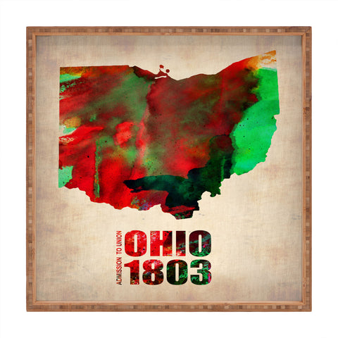 Naxart Ohio Watercolor Map Square Tray