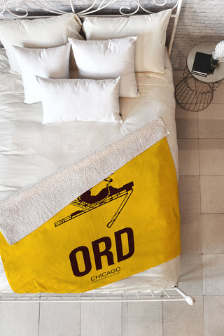 Naxart ORD Chicago Poster 1 Fleece Throw Blanket