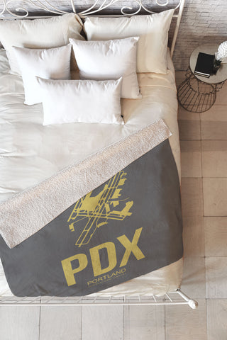 Naxart PDX Portland Poster Fleece Throw Blanket