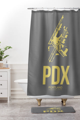 Naxart PDX Portland Poster Shower Curtain And Mat