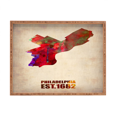Naxart Philadelphia Watercolor Map Rectangular Tray