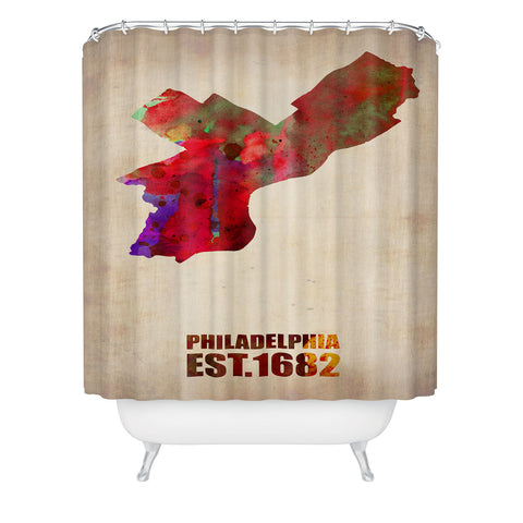 Naxart Philadelphia Watercolor Map Shower Curtain