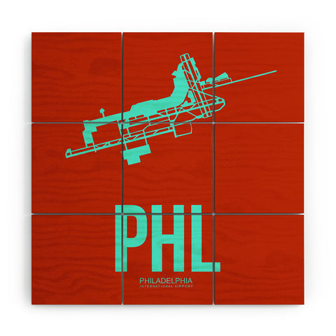 Naxart PHL Philadelphia Poster 2 Wood Wall Mural