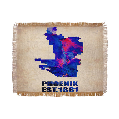 Naxart Phoenix Watercolor Map Throw Blanket
