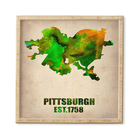 Naxart Pittsburgh Watercolor Map Framed Wall Art