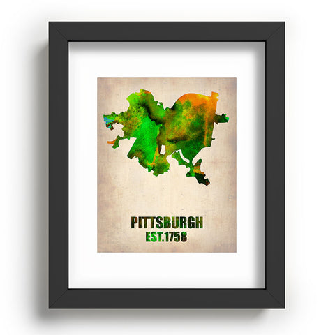 Naxart Pittsburgh Watercolor Map Recessed Framing Rectangle