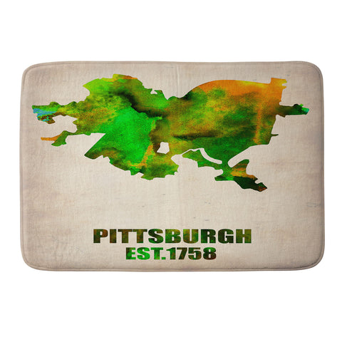 Naxart Pittsburgh Watercolor Map Memory Foam Bath Mat