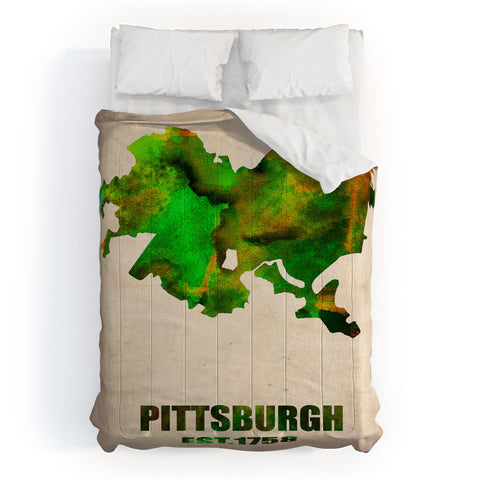Naxart Pittsburgh Watercolor Map Comforter