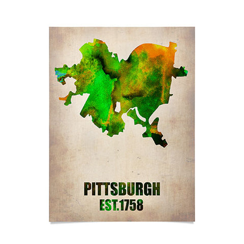 Naxart Pittsburgh Watercolor Map Poster