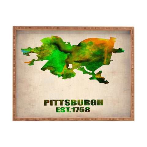 Naxart Pittsburgh Watercolor Map Rectangular Tray