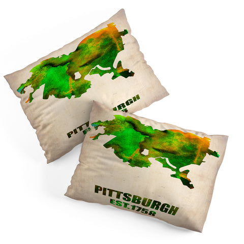 Naxart Pittsburgh Watercolor Map Pillow Shams