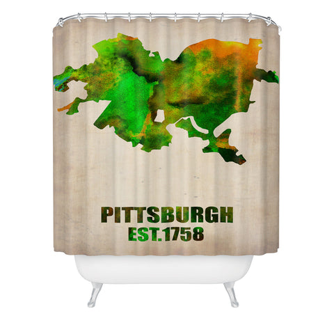 Naxart Pittsburgh Watercolor Map Shower Curtain