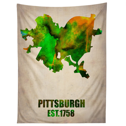 Naxart Pittsburgh Watercolor Map Tapestry